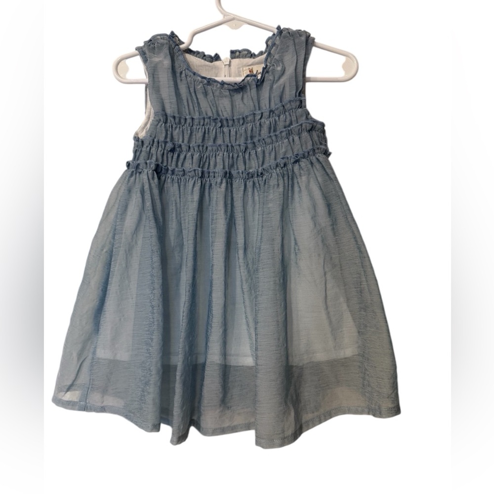 Blue Sleeveless Kids Dress 100%Polyester-Lining 100% Cotton Beautiful Kids Dress
